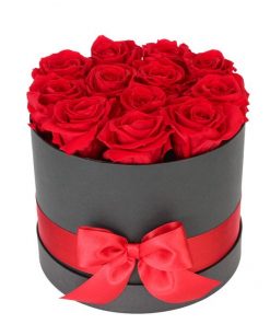 Eternal Elegance: One Dozen Preserved Red Roses in Stylish Hat Box - Luxury Valentine's Day or Anniversary Gift