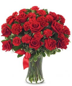 Breathtaking Valentine's Day floral arrangement with vibrant roses and exquisite blooms, a perfect expression of love and romance
